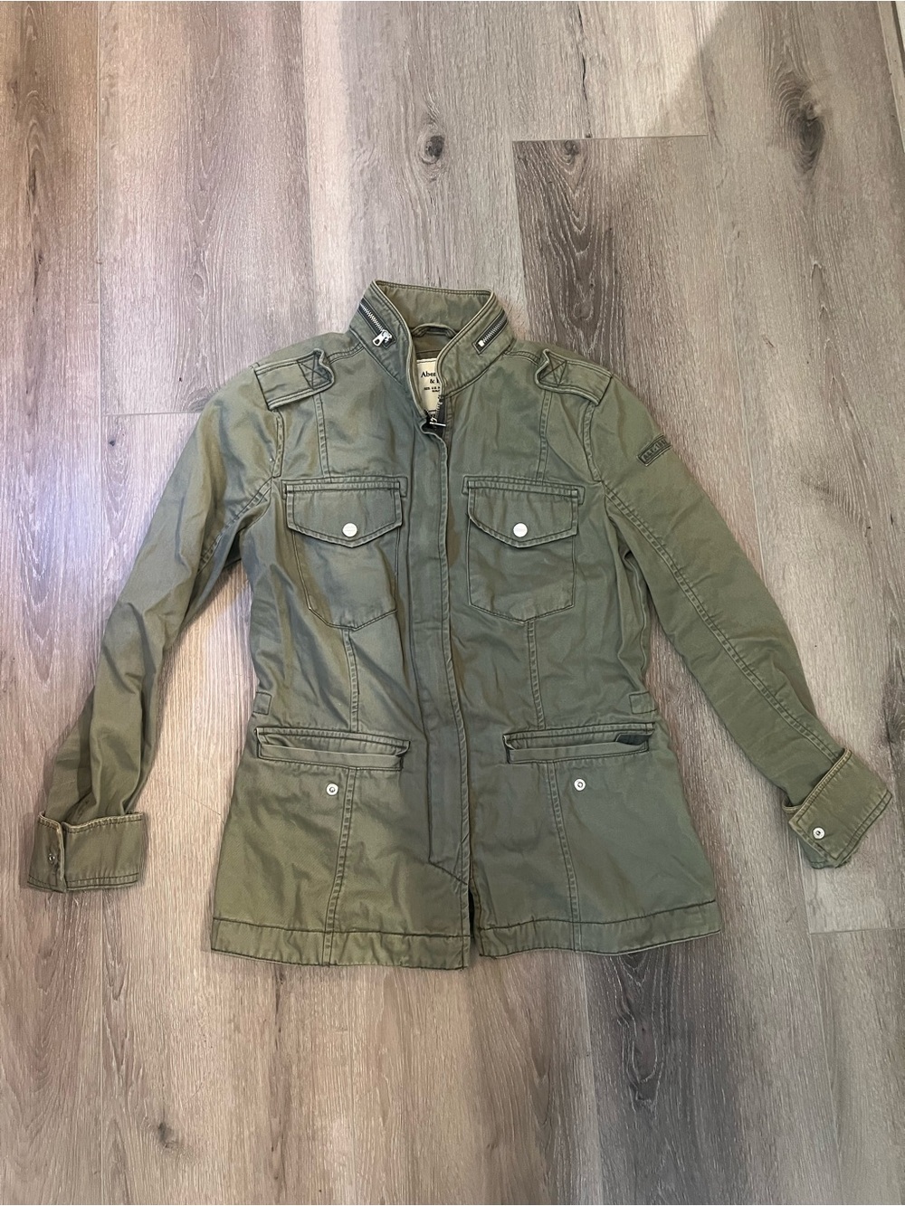 Abercrombie & Fitch Military-Style Olive Green Utility Jacket